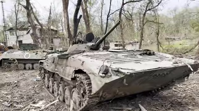 Destroyed Russian equipment during Siverskyi Donets crossing