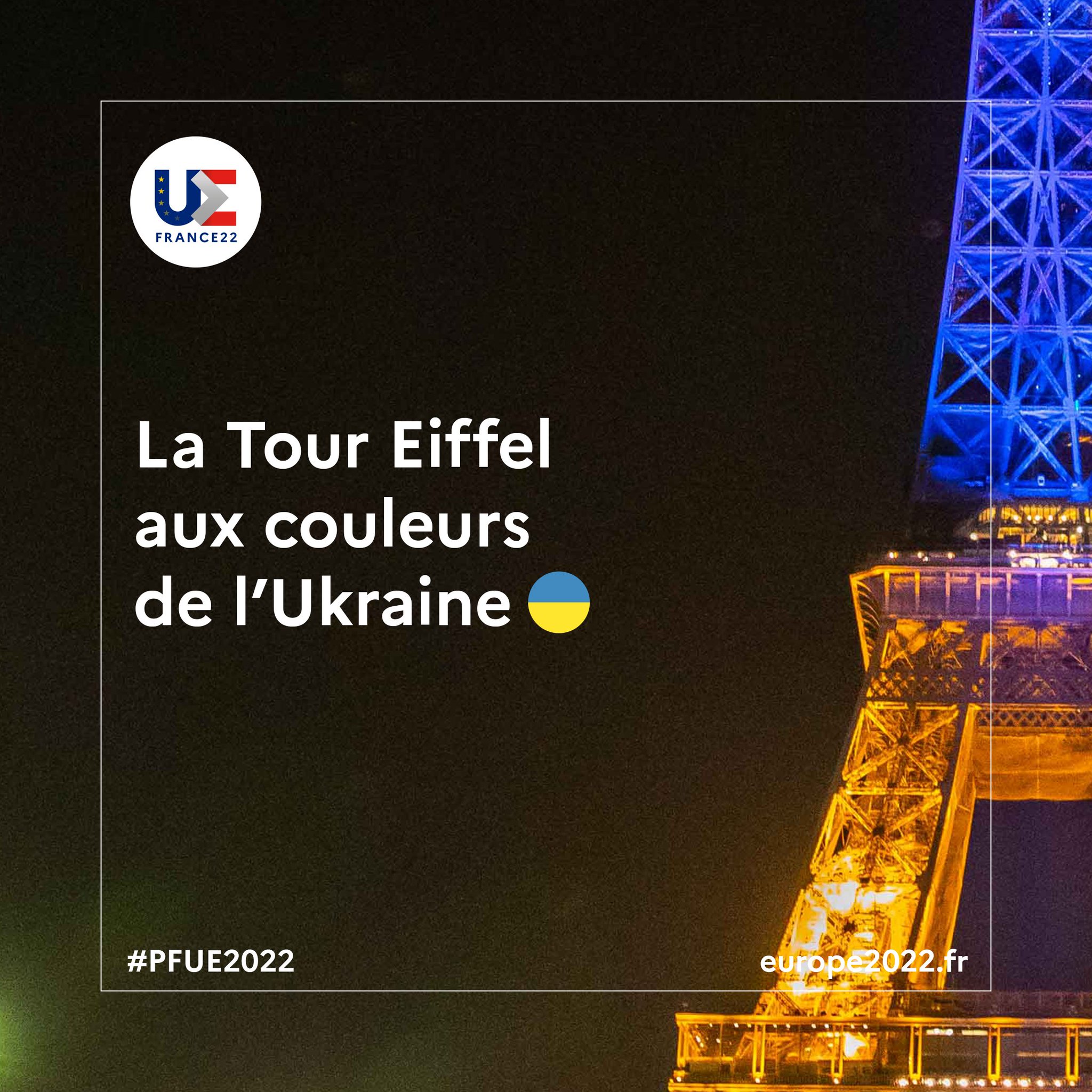 Eiffel Tower lit up in Ukraine’s colours