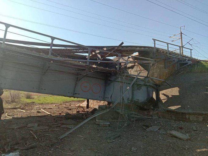 Explosion on a railway bridge in occupied Zaporizhzhia