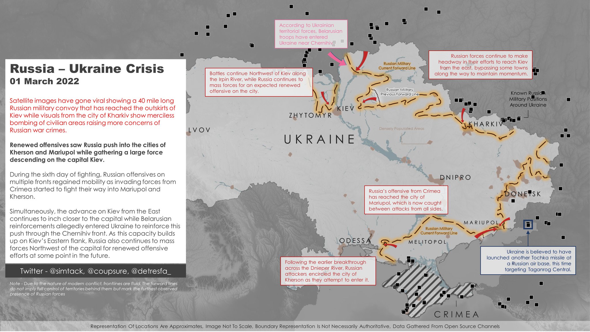 Satellite images show Russian equipment N-W of Kyiv, Belarusian troops near Chernihiv, Mariupol under siege.