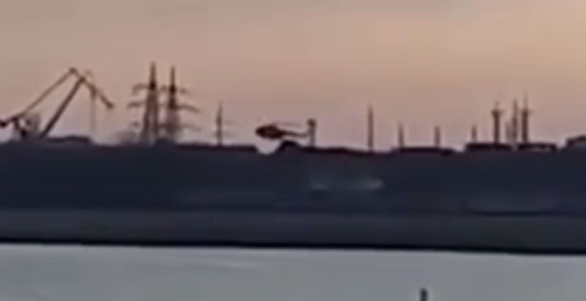 Russian troops landing near Odessa at sunset