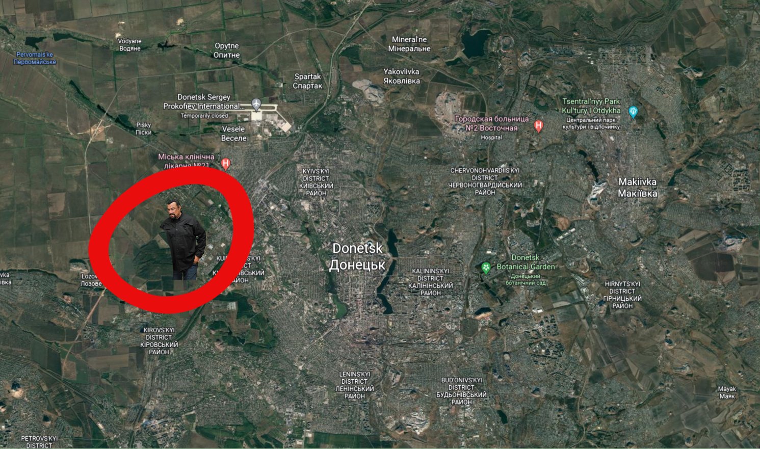 Steven Seagal spotted via satellite in Donetsk