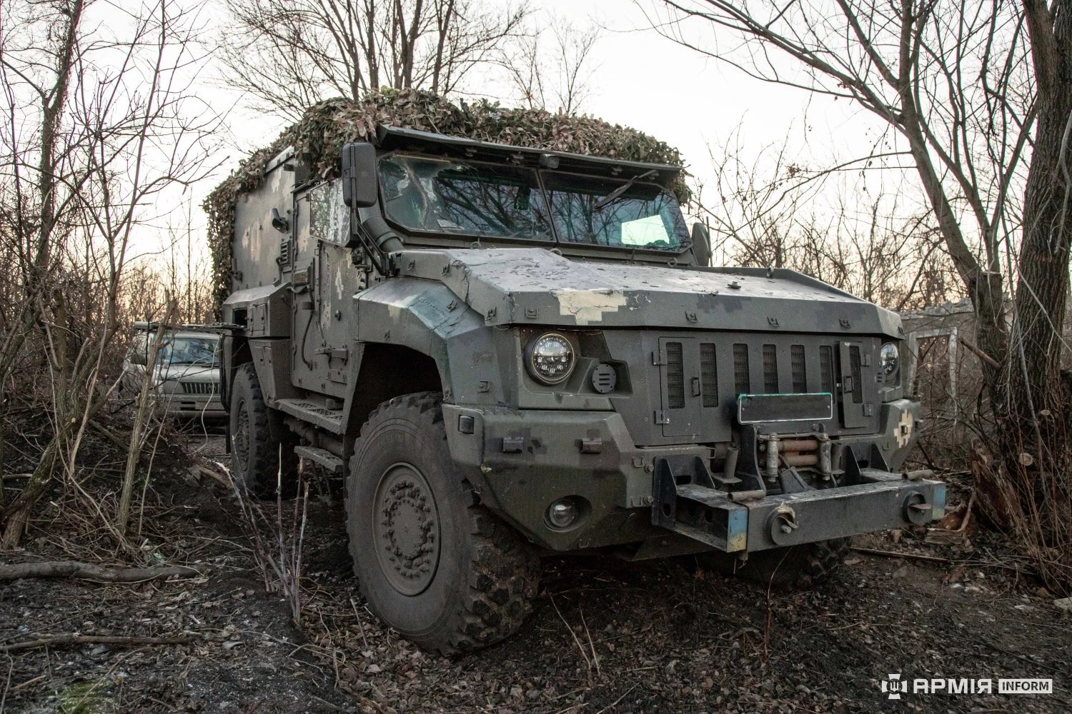 A Russian armored Typhoon-K medical vehicle used as command vehicle