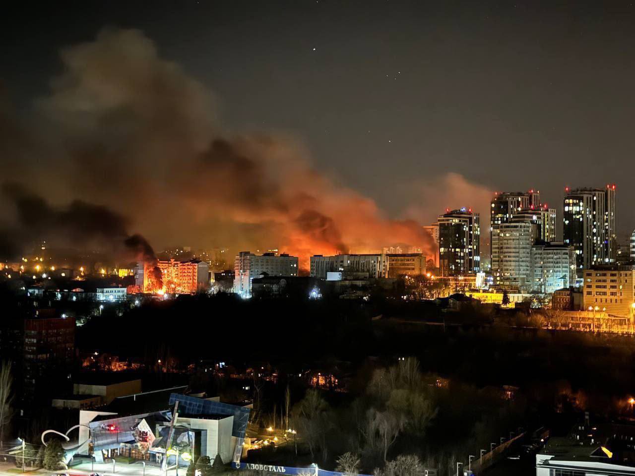 Dnieper at night under massive drone attack