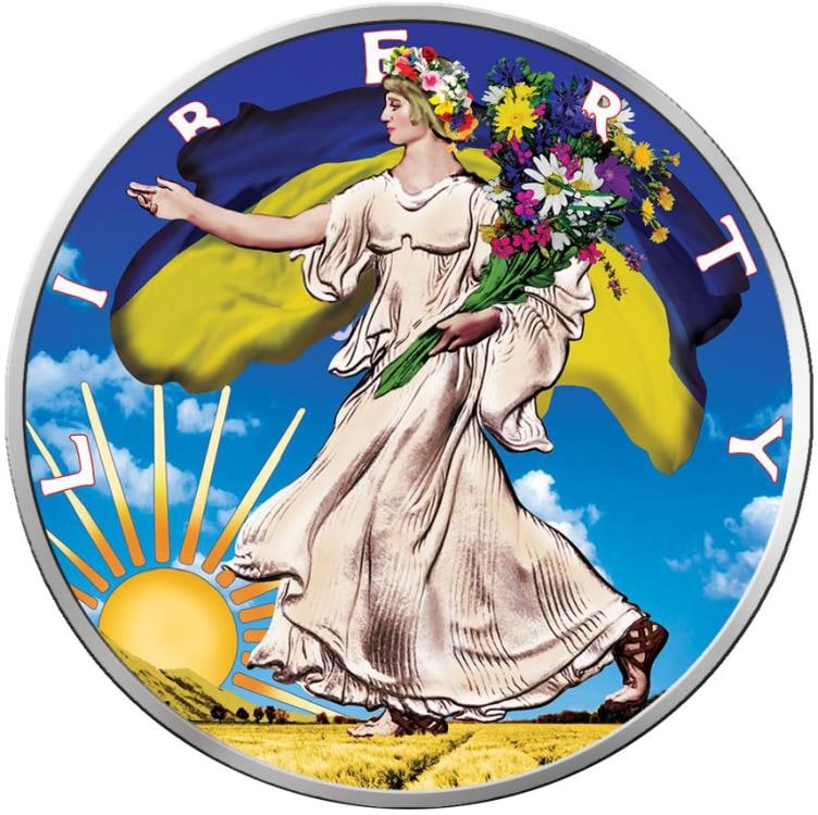 US Silver Investment Coins with Ukrainian Symbols in Honor of Resistance