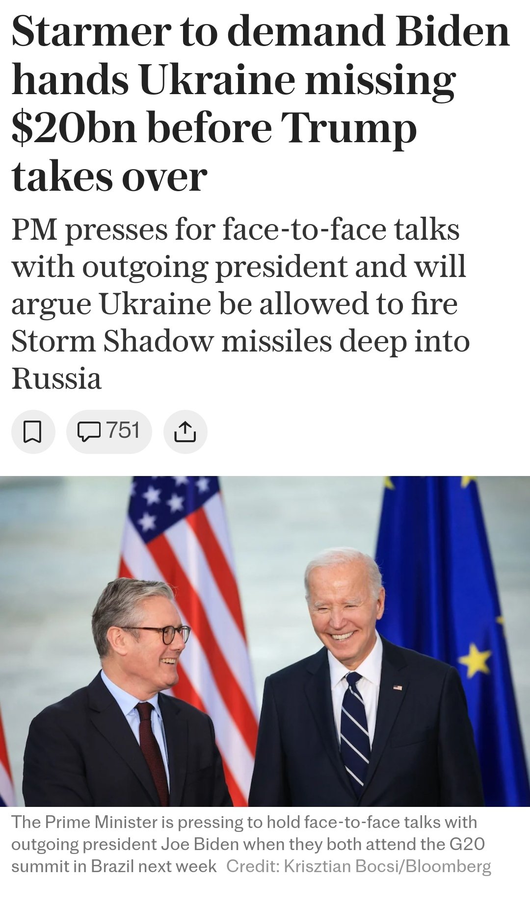 Starmer à Biden : missiles et prêt pour l’Ukraine
