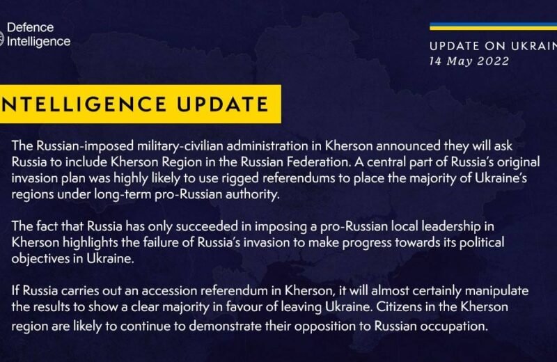 British Defense Intelligence Update on Ukraine