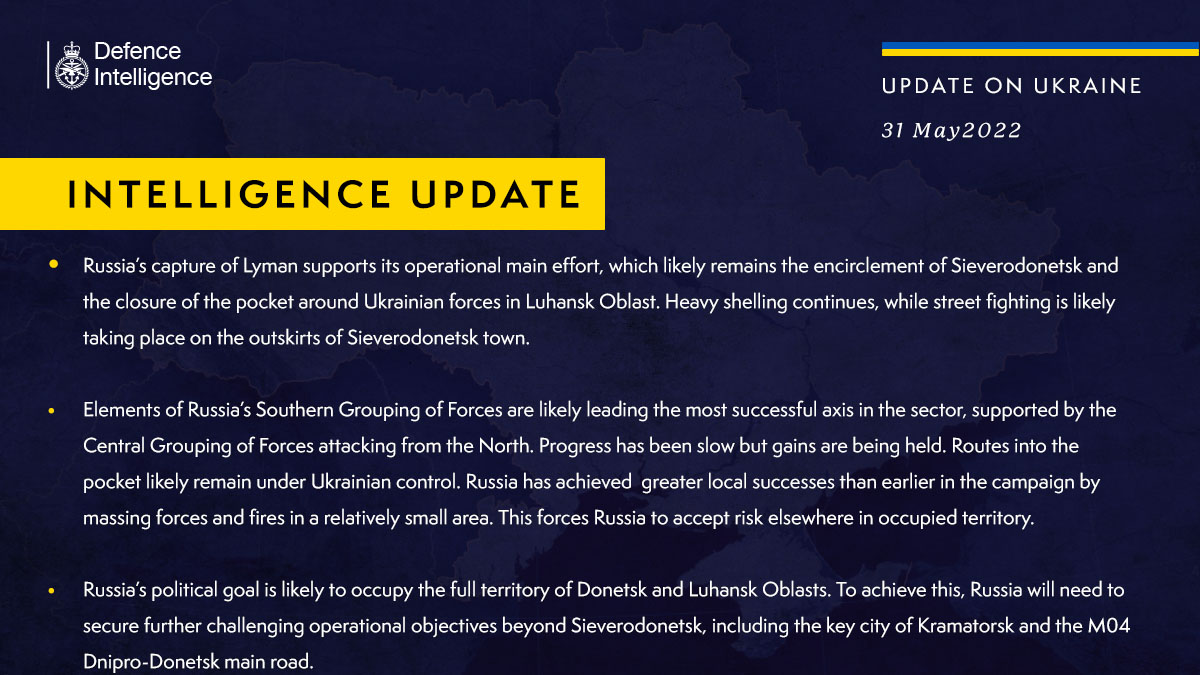 UK MoD: Russia aims to occupy entire Luhansk and Donetsk regions