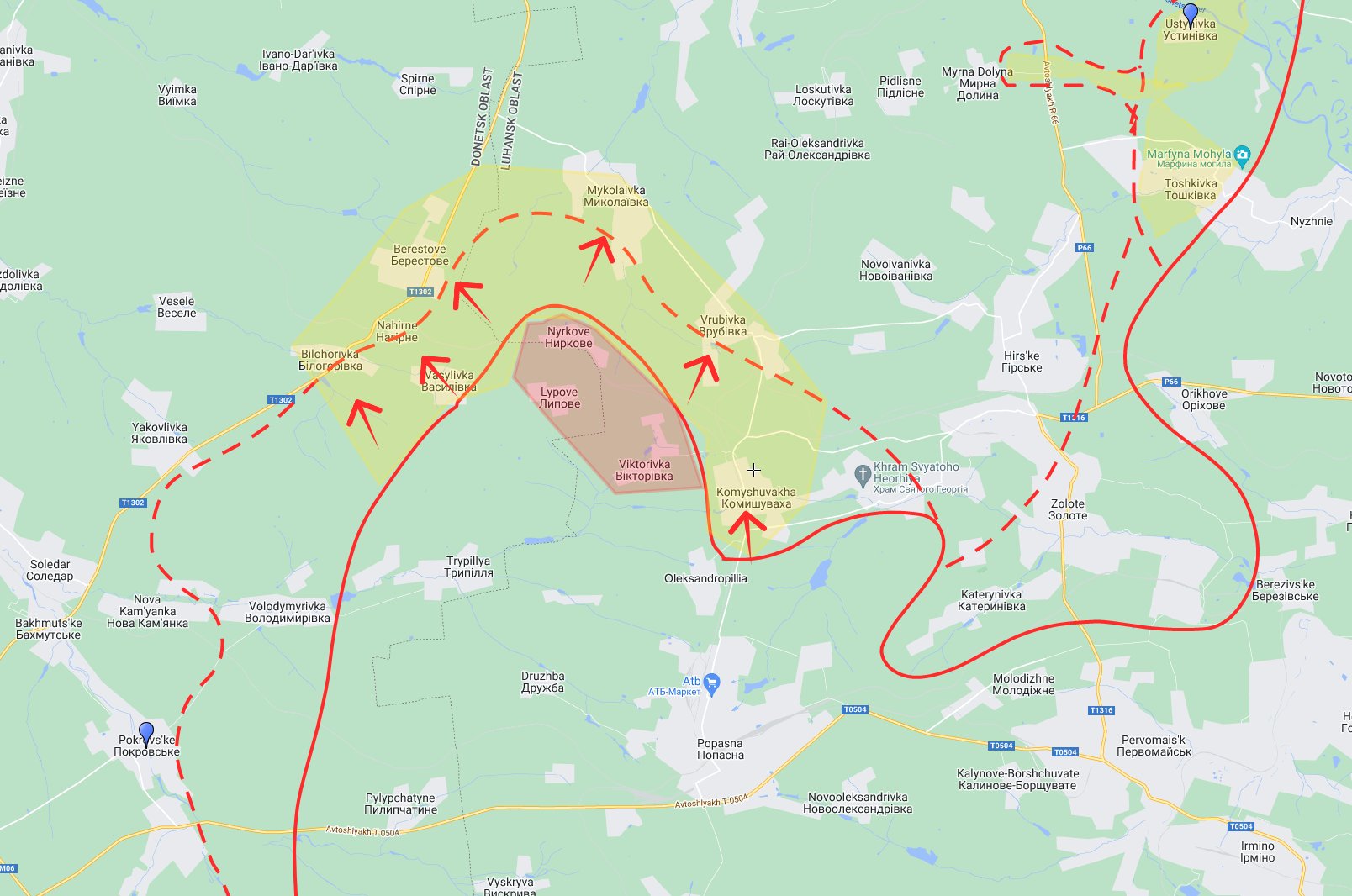 Lypove, Nyrkove, Viktorivka under Russian control after attacks