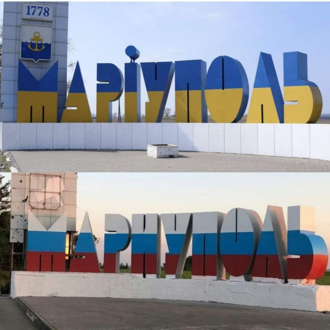 Russian forces erase Ukrainian symbols in Mariupol