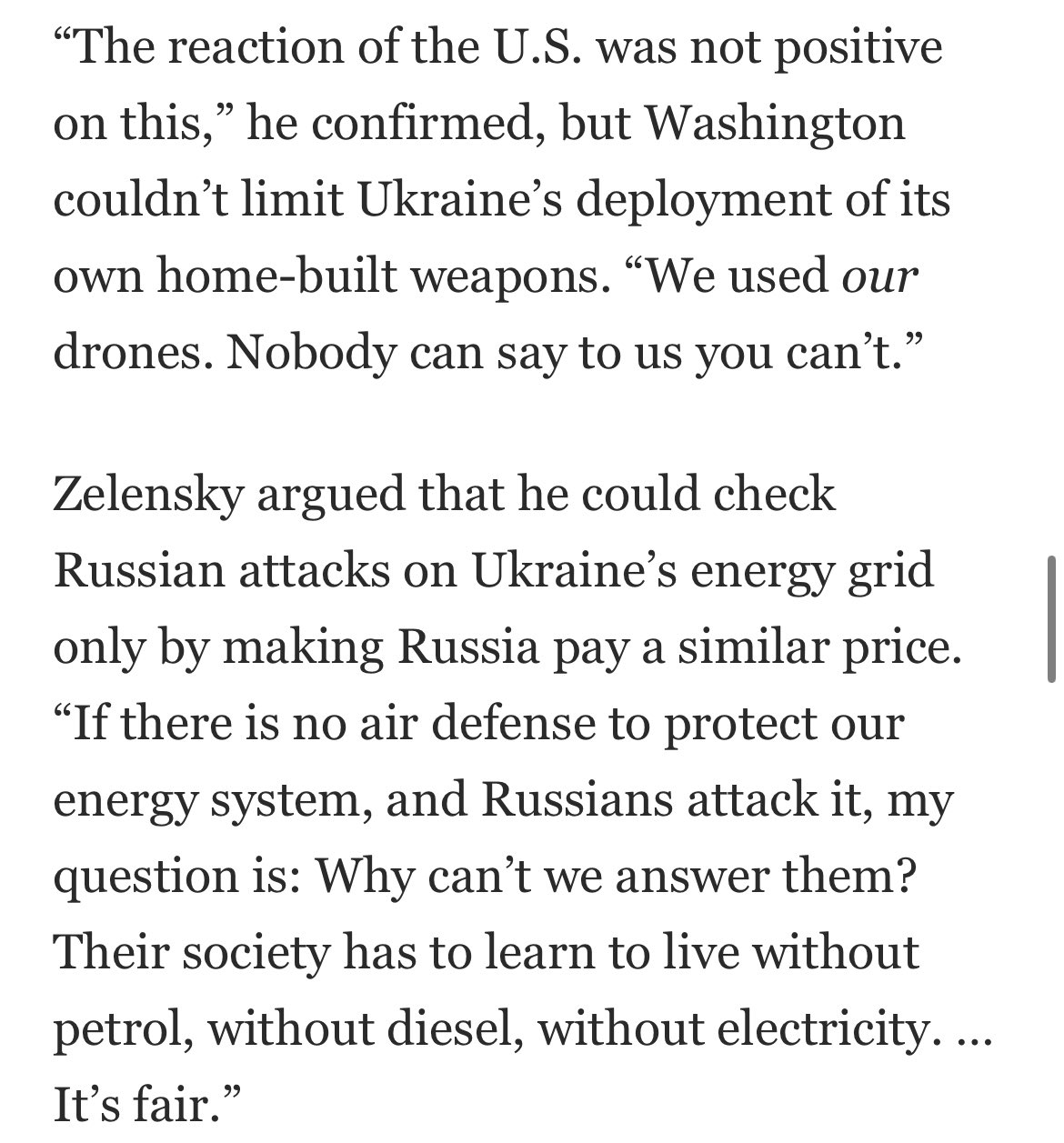 Zelensky confirms US disapproval of Ukraine hitting Russian oil facilities