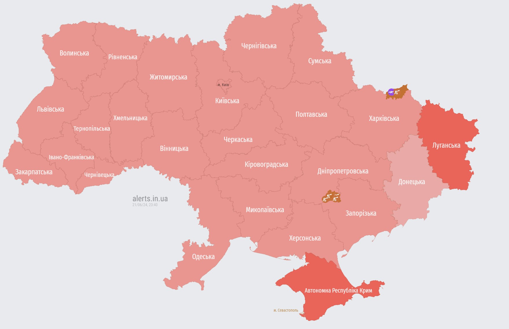 Rocket danger across Ukraine