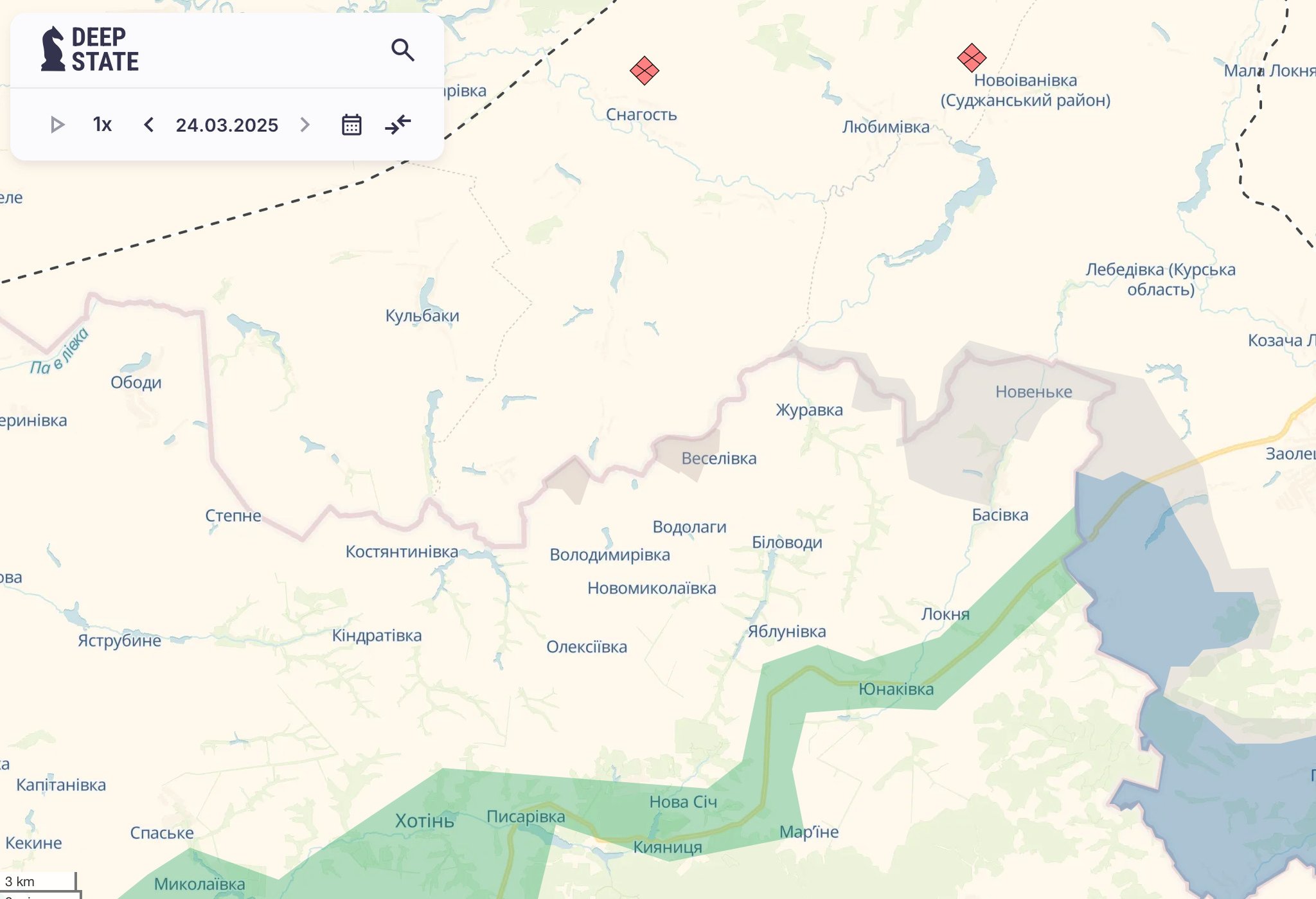 Part of Veselivka and territory near Volodymyrivka in Sumy region in “grey” zone