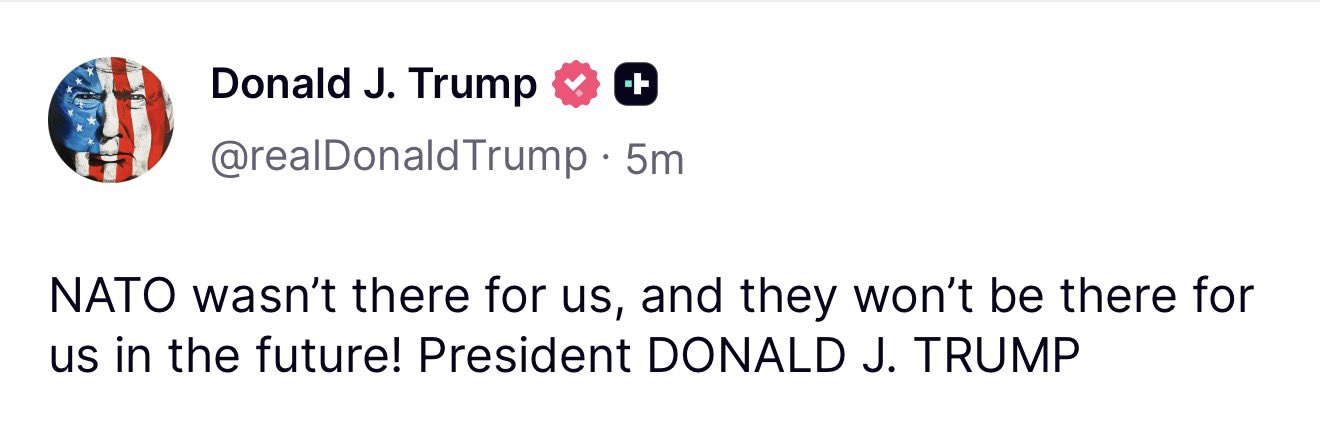 Trump Claims NATO Failed to Support US in Late Night Post