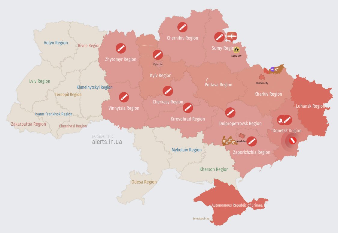 Ballistic missile threat across most of Ukraine
