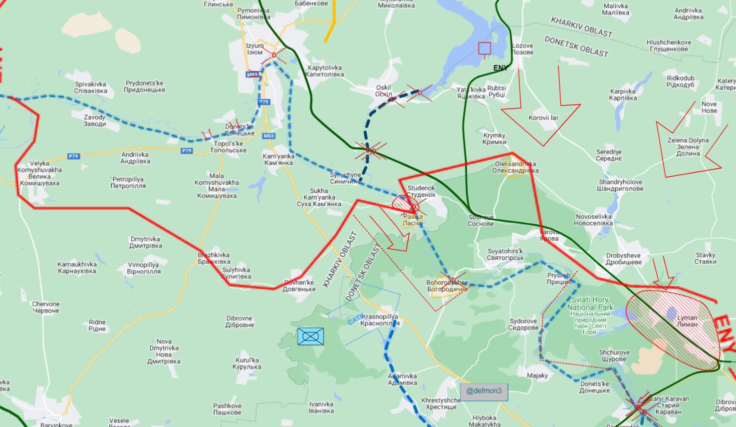 Izium-Lyman: Russian advance toward Izium-Sosnove-Lyman