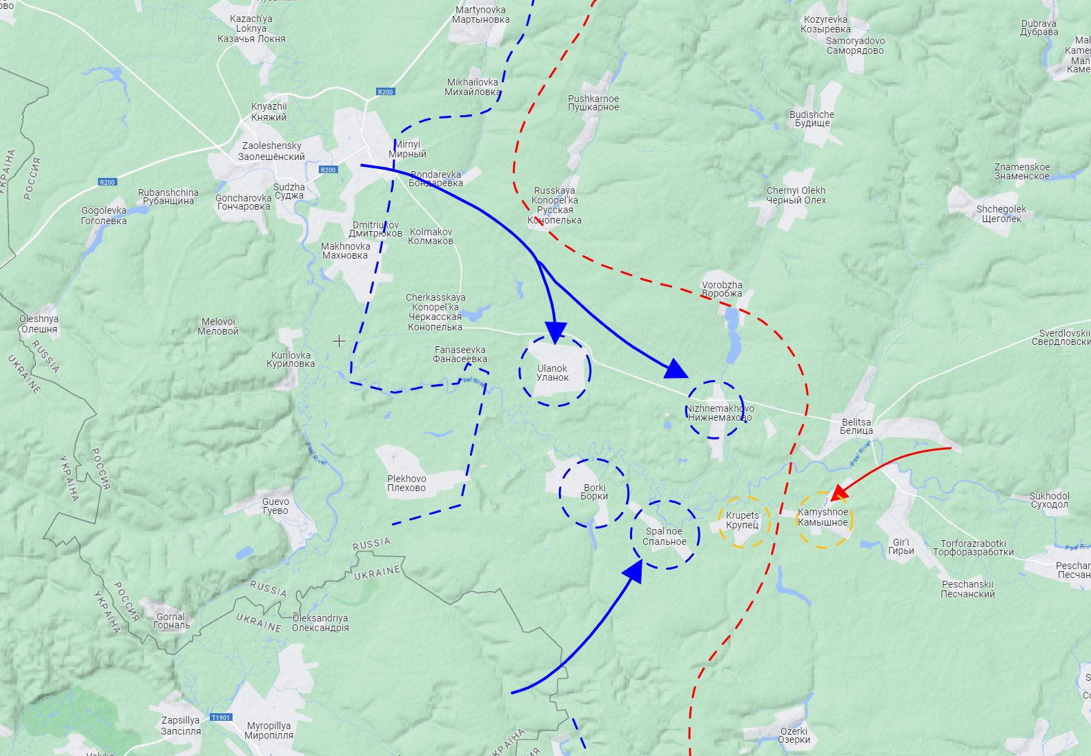 Ukrainian control reported over Ulanok and Nizhnemakhovo