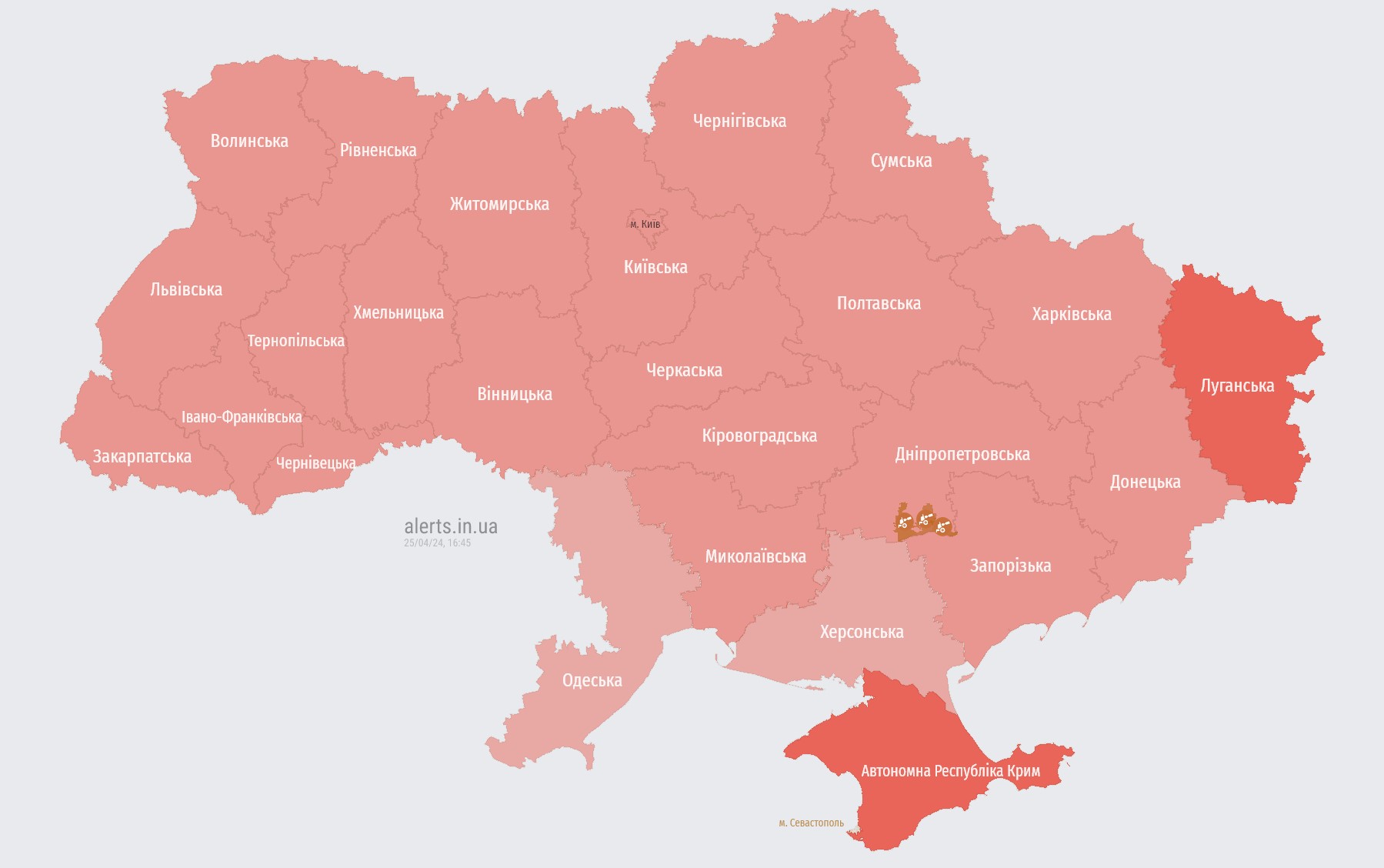 Rocket danger across all Ukraine