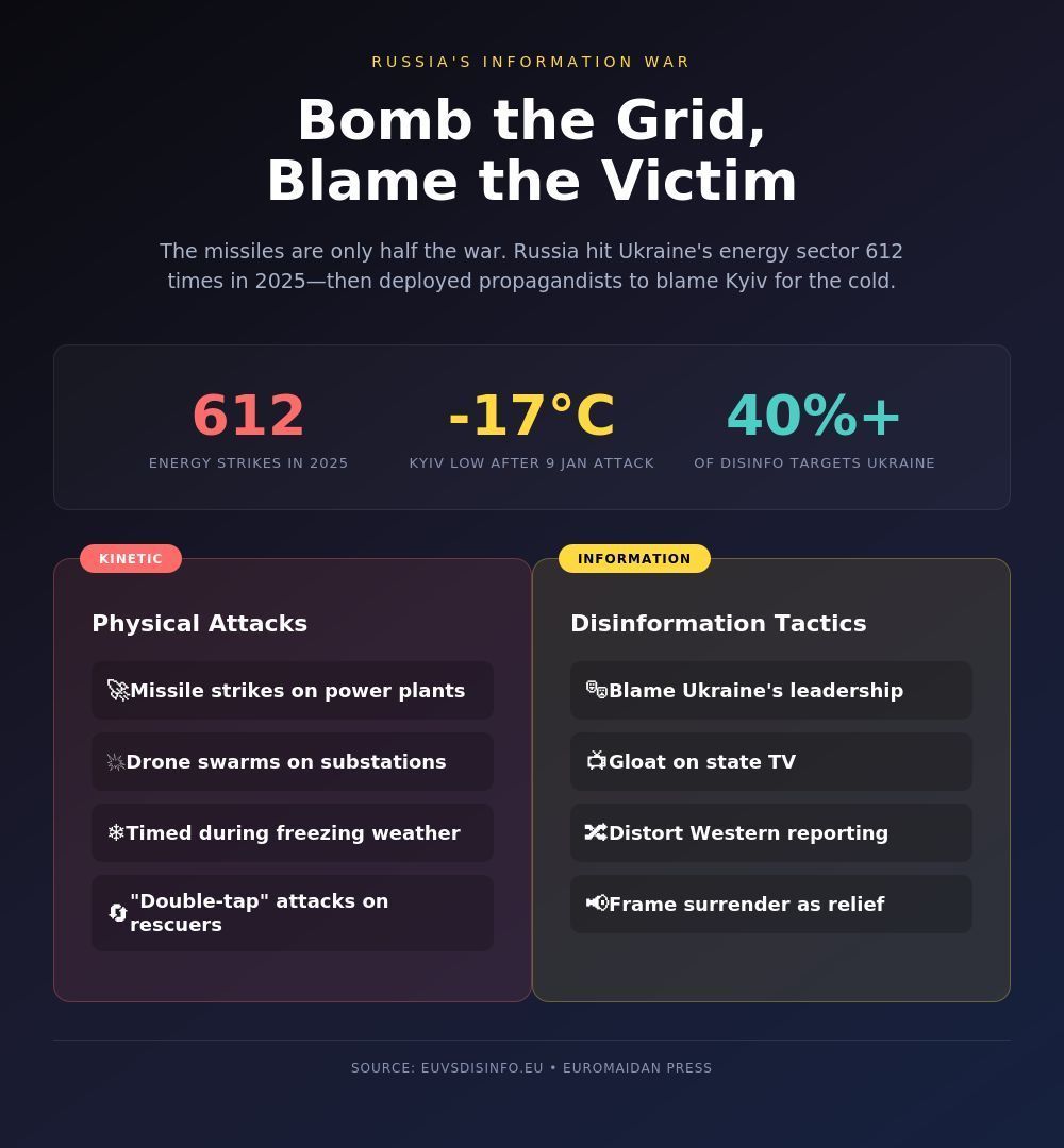 Russia’s bomb-then-blame tactic on Ukraine’s power grid revealed