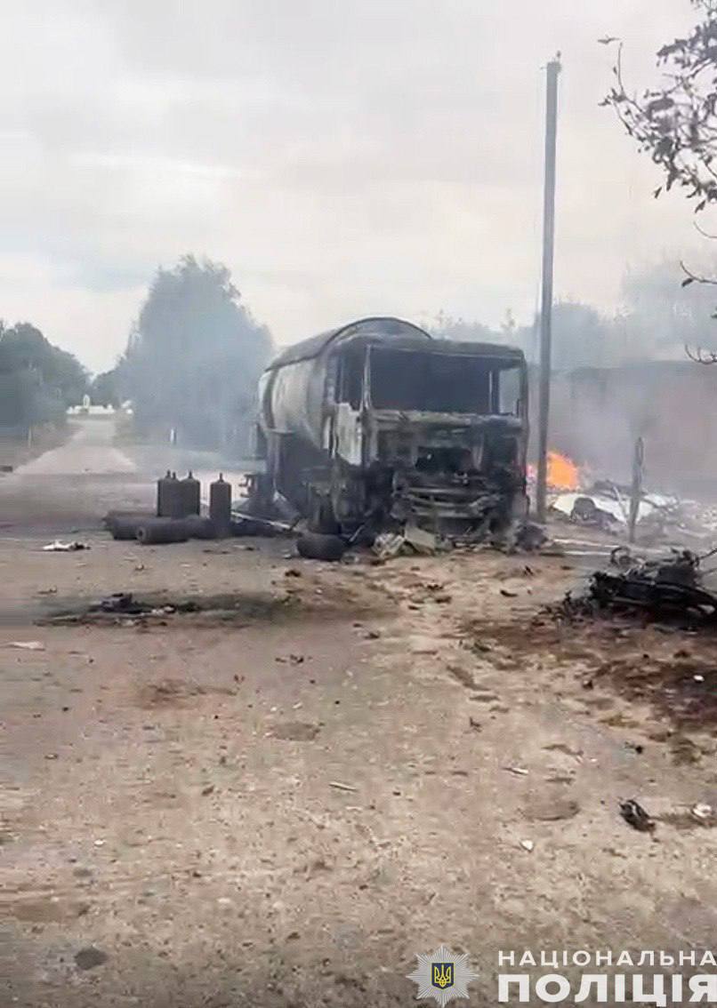 Russian drone attacked truck delivering household gas