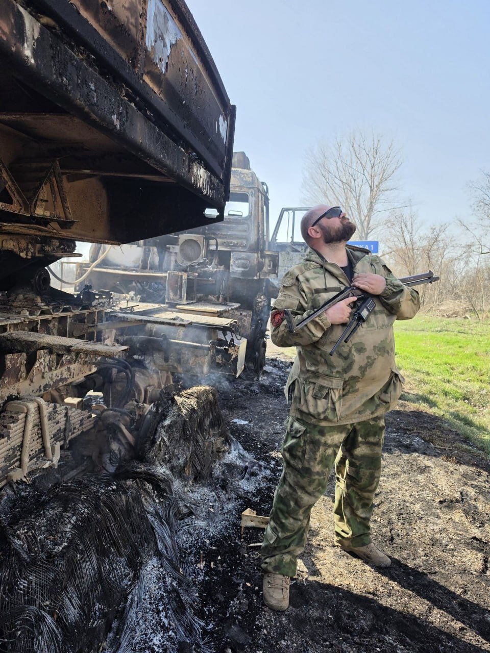 Destroyed Russian KamAZ 65221-22 near Grushevka