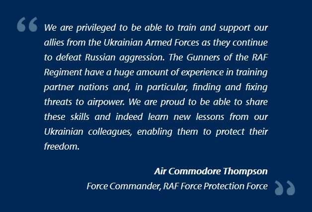 RAF Regiment personnel train Ukrainian soldiers in the UK