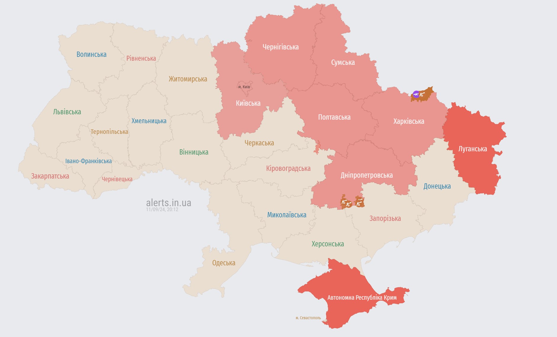 Kyiv and region under ballistic missile threat, heading towards Kyiv Oblast
