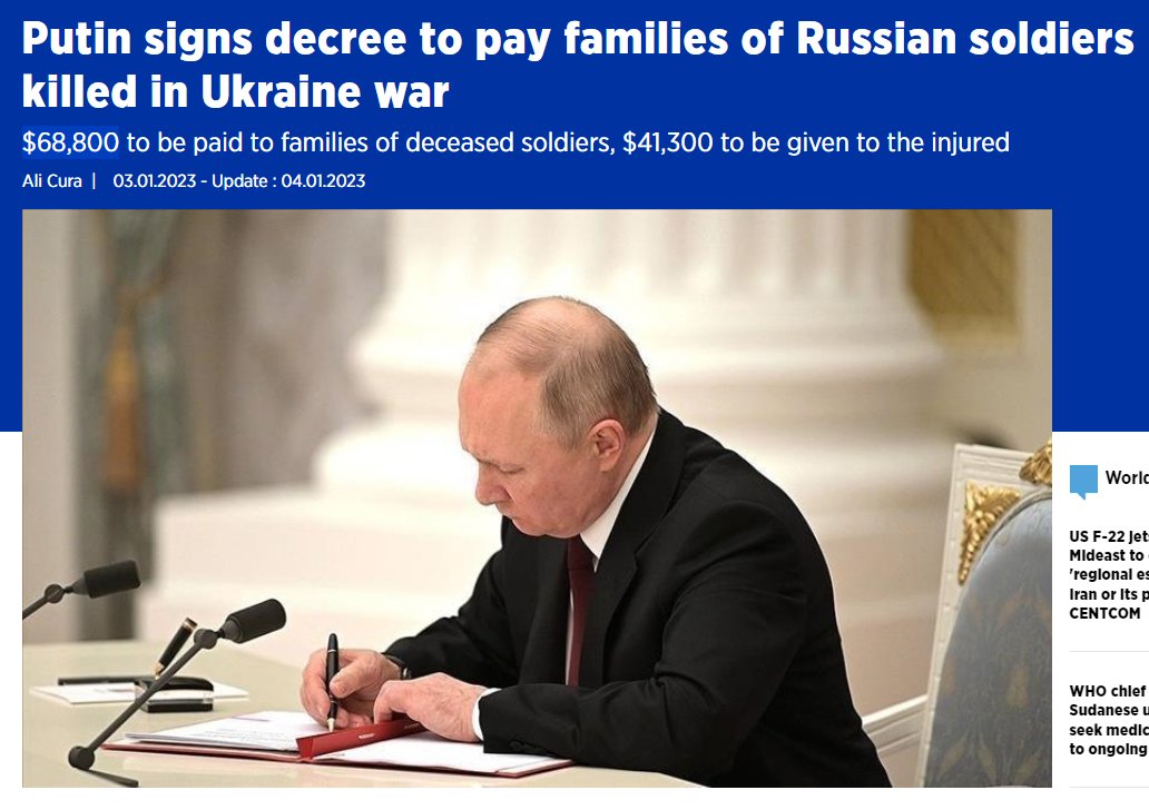 Russian government compensation for soldiers dying in Ukraine vs. Russia