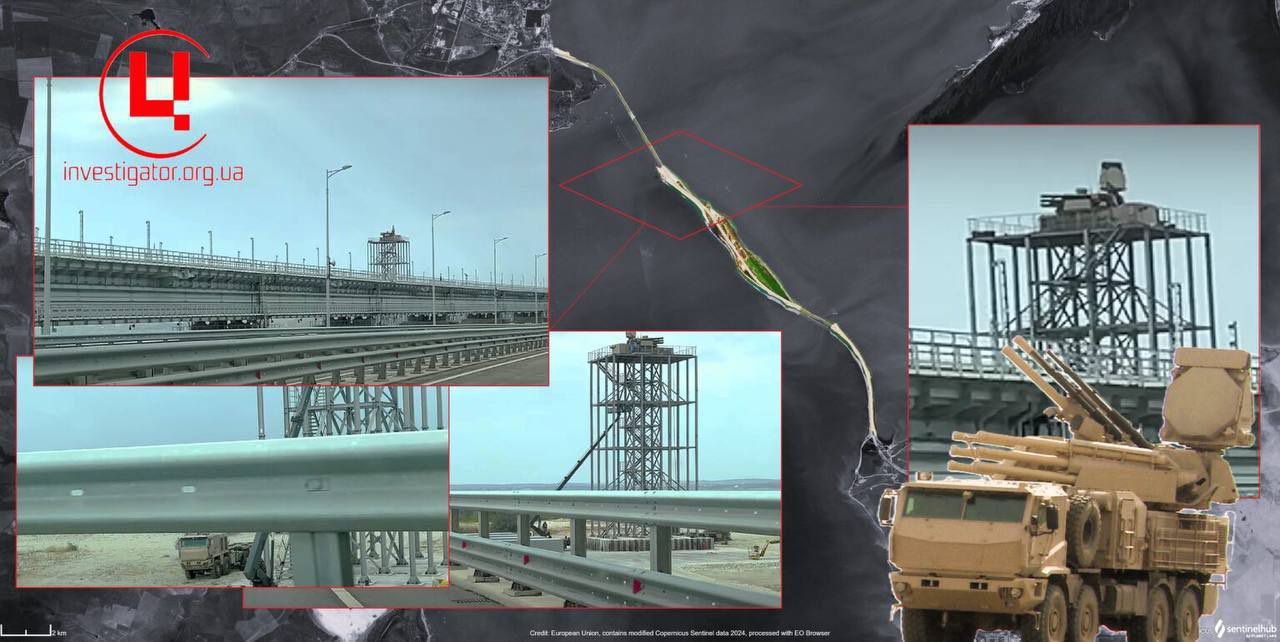 Russian air defense towers on Tuzla island protect Kerch bridge
