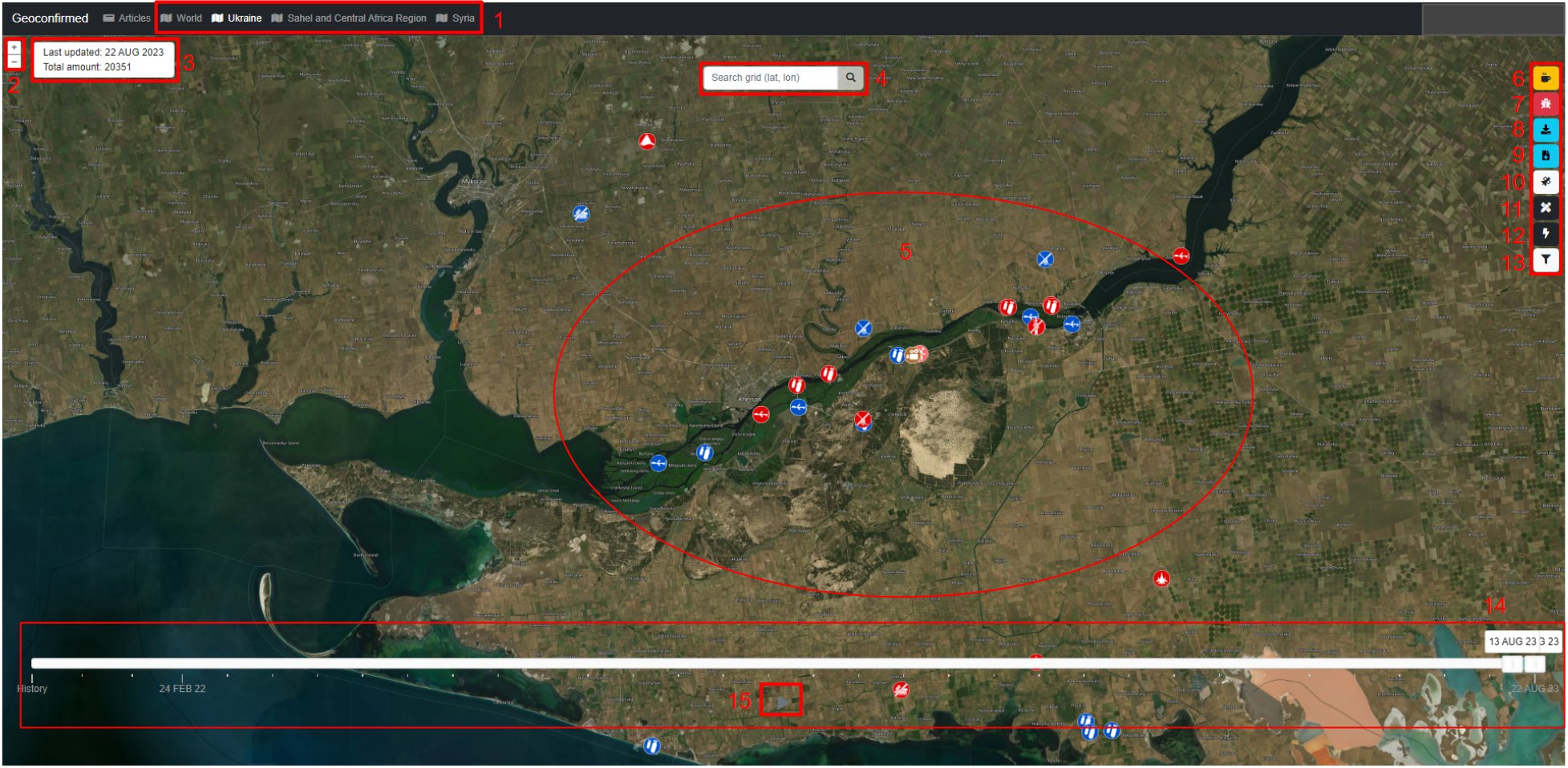 GeoConfirmed Website Update with Ukraine Region Selection