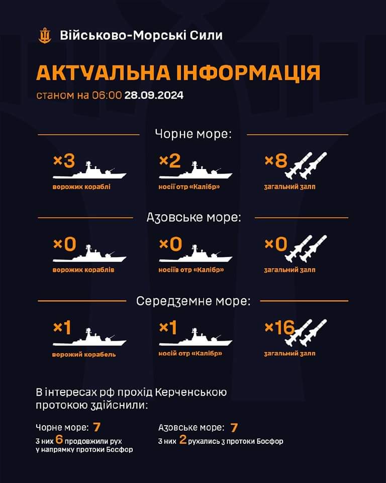 Enemy ships with Kalibr missiles in seas