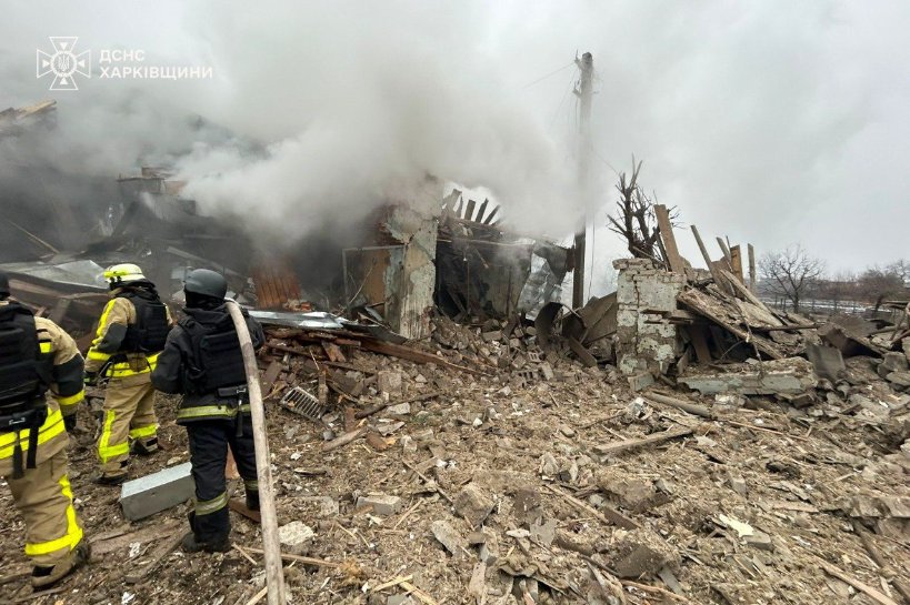 Russian missile strike injures 11 in Zlatopillia, Kharkiv region; damages buildings and cars.