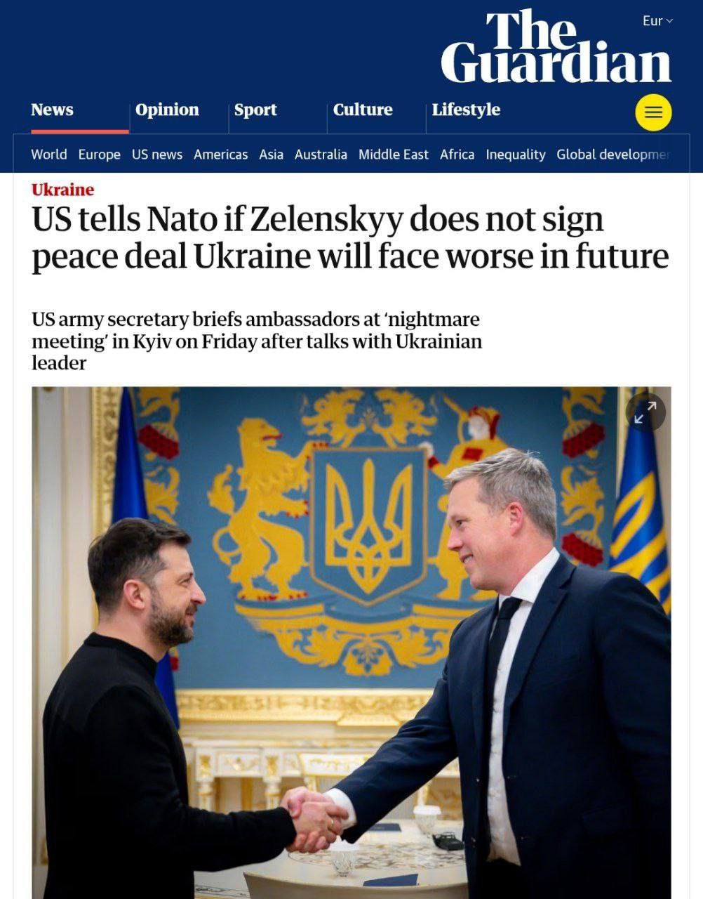 US warns Ukraine: peace deal by Thursday or face worse conditions