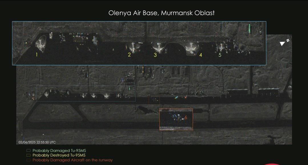 Satellite images reveal destruction of four Tu-95MS aircraft at Olenya airbase