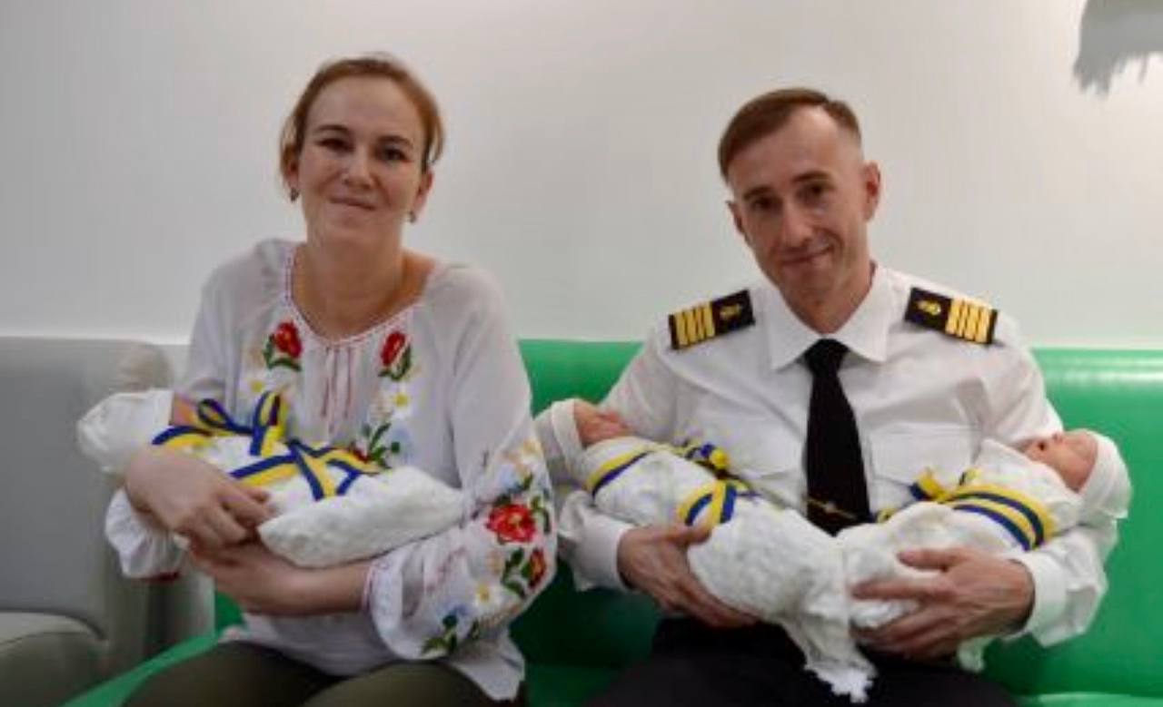 Ukrainian military family welcomes triplets, wishes peace