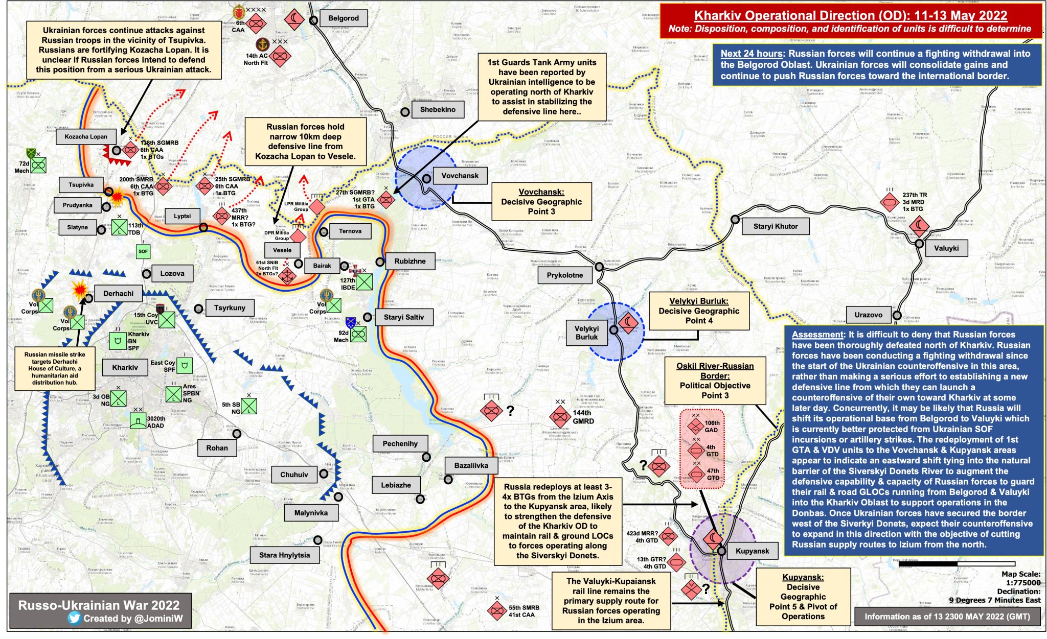 Russian forces thoroughly defeated north of Kharkiv, conducting fighting withdrawal.