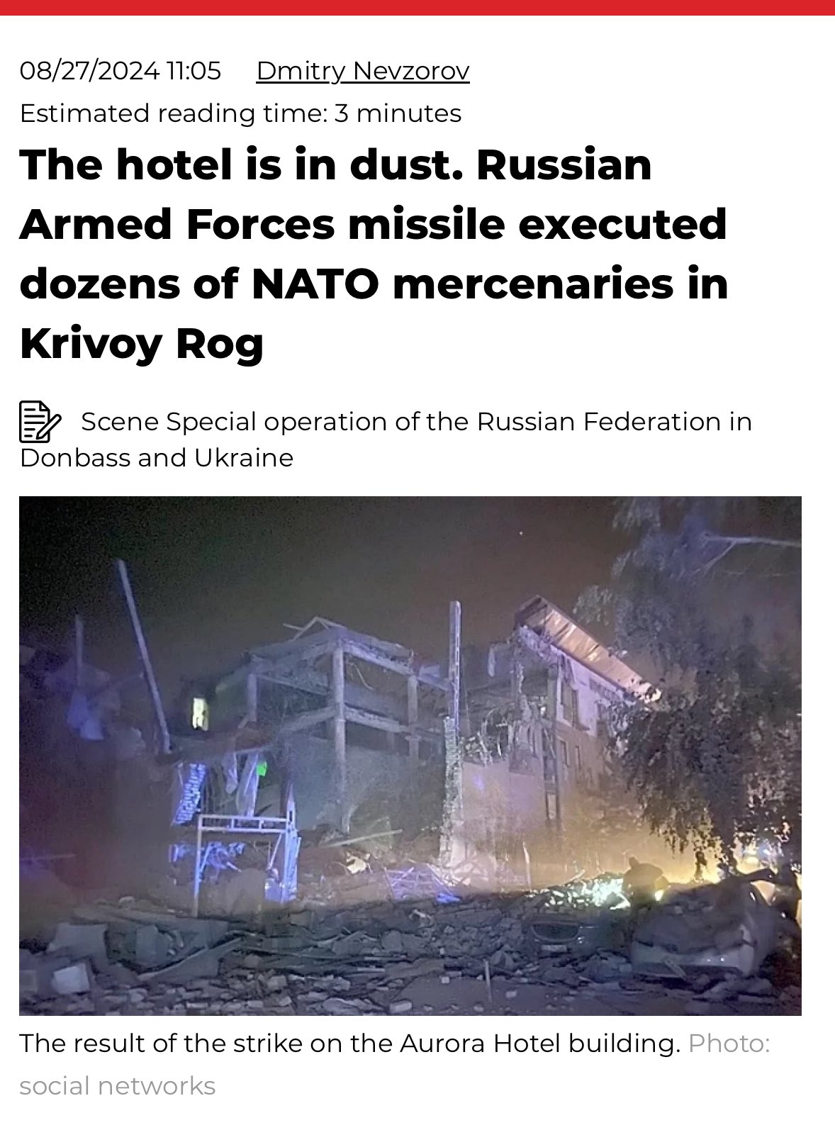 Russia targets journalists’ hotels in Kryvy Rih, falsely claims mercenaries killed.