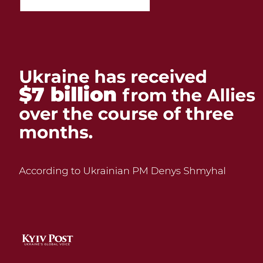 Ukraine receives $7 billion from allies in three months