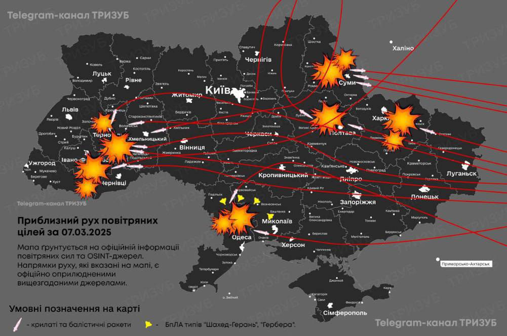 Air targets route over Ukraine tonight