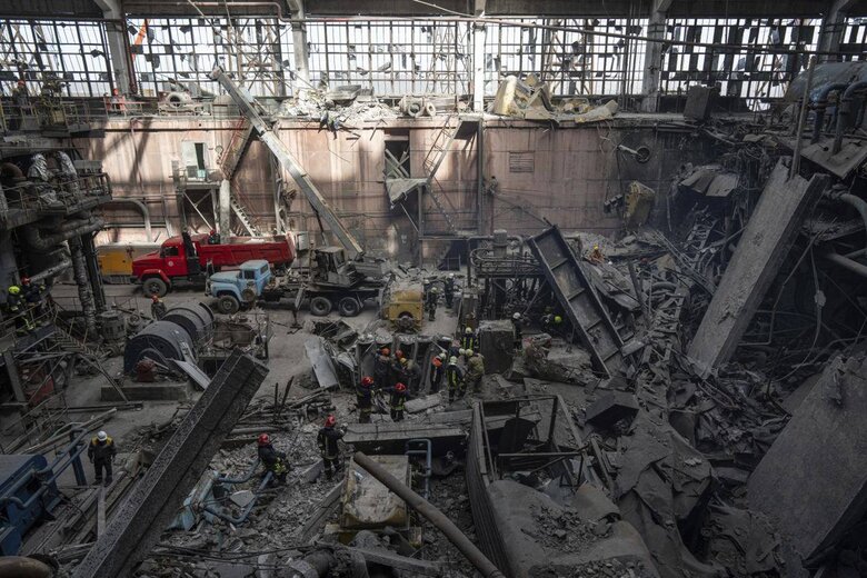 Aftermath of Russian Rocket Attack on Energy Facilities