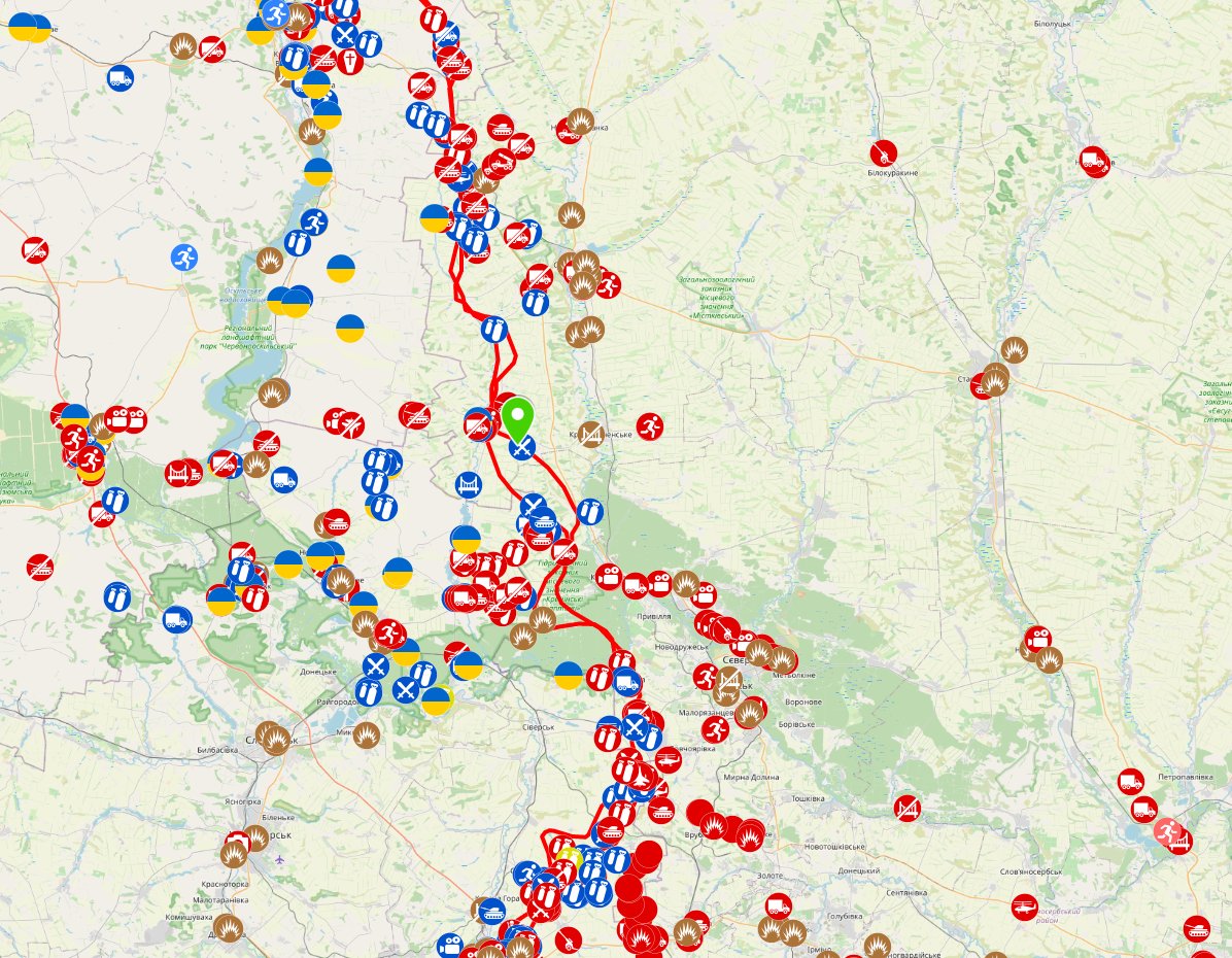 Geolocation of coordinates 49.207888, 38.060022 within Ukraine