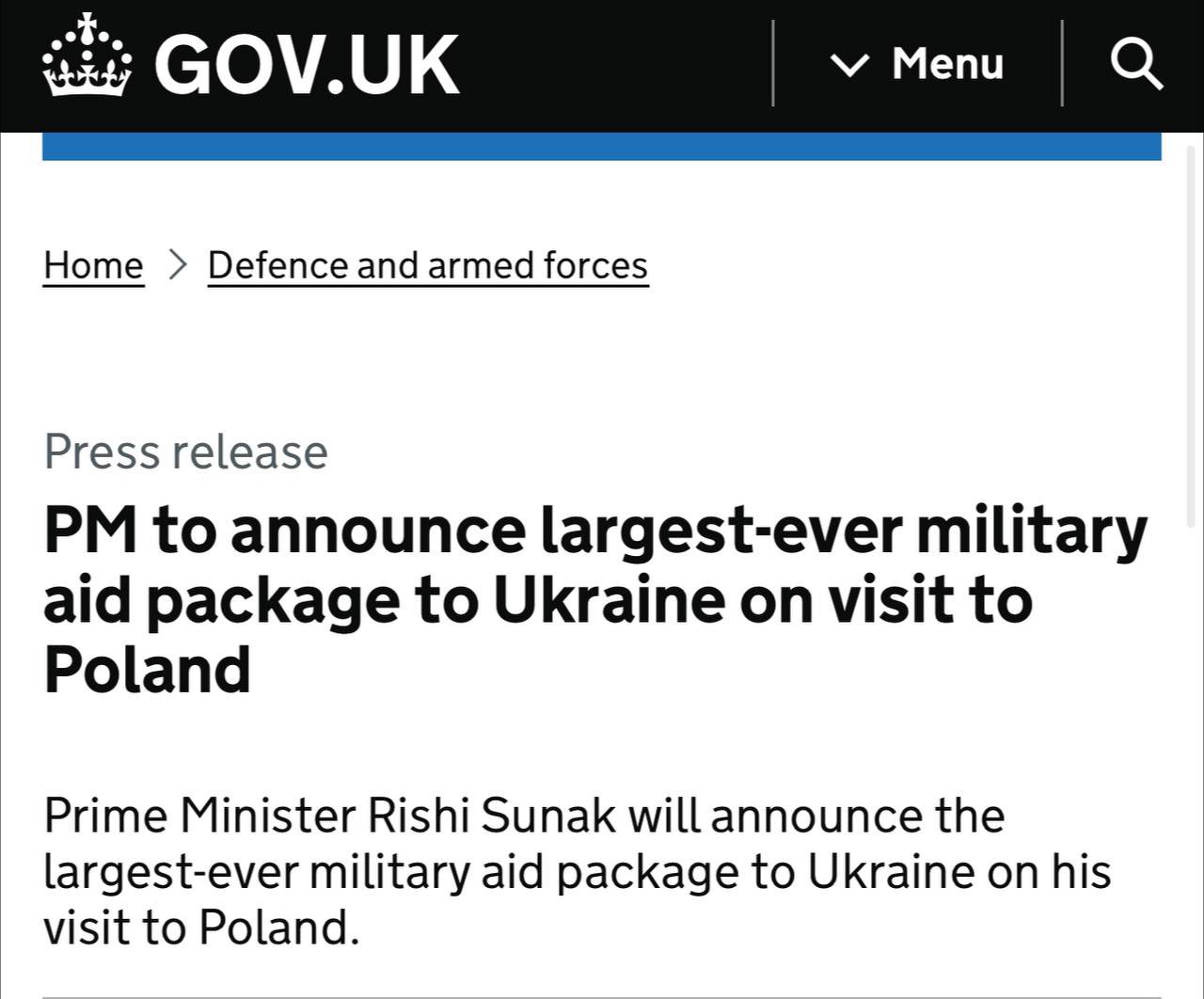 UK announces £500M military aid package for Ukraine