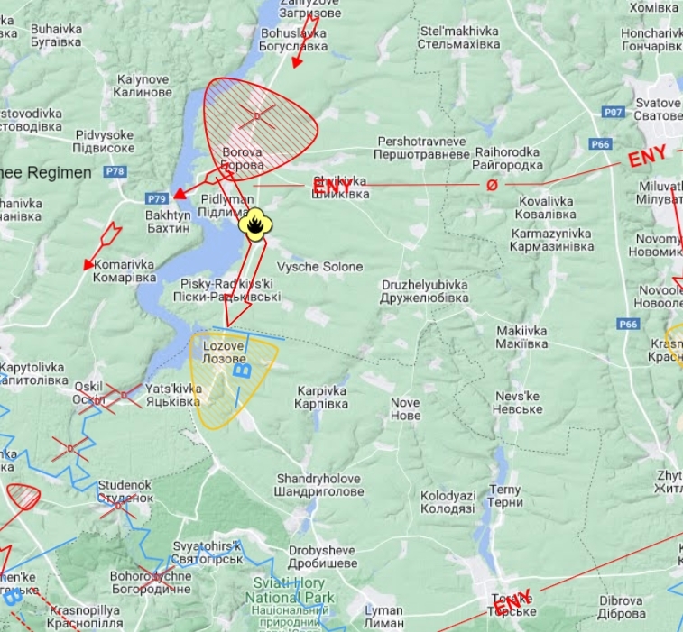 Battle and Shelling Reported North of Lozove, Railway Fire