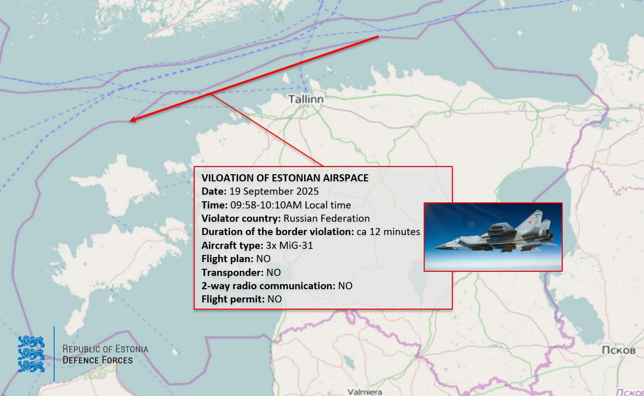 Russian MiG-31 jets in Estonian airspace without flight plan