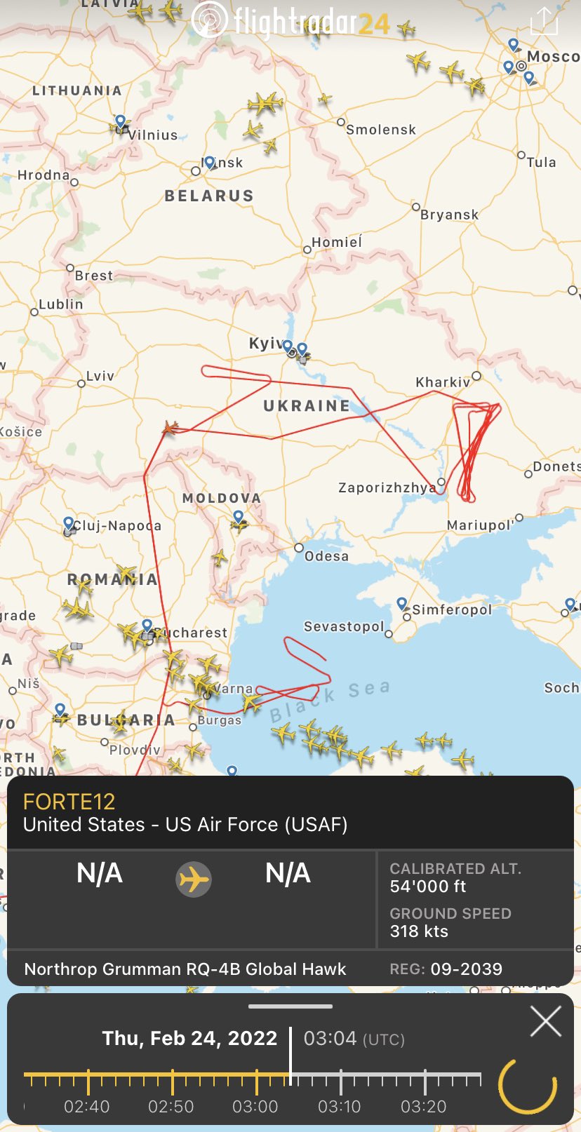 RQ-4 Leaving Ukrainian Airspace