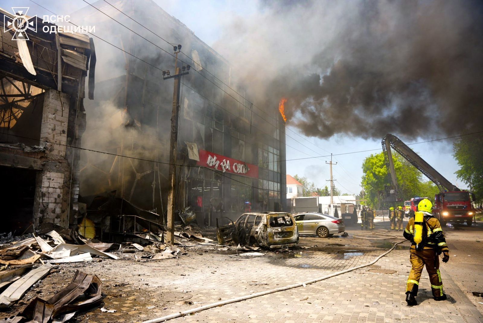 Russian drone attack on Odesa injures eight, kills dog, sparks massive fire