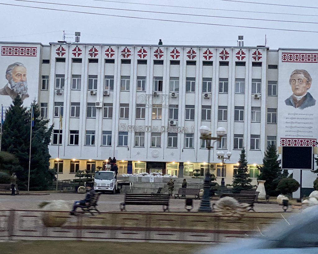 Ukrainian troops guard Boryspil near Kyiv airport