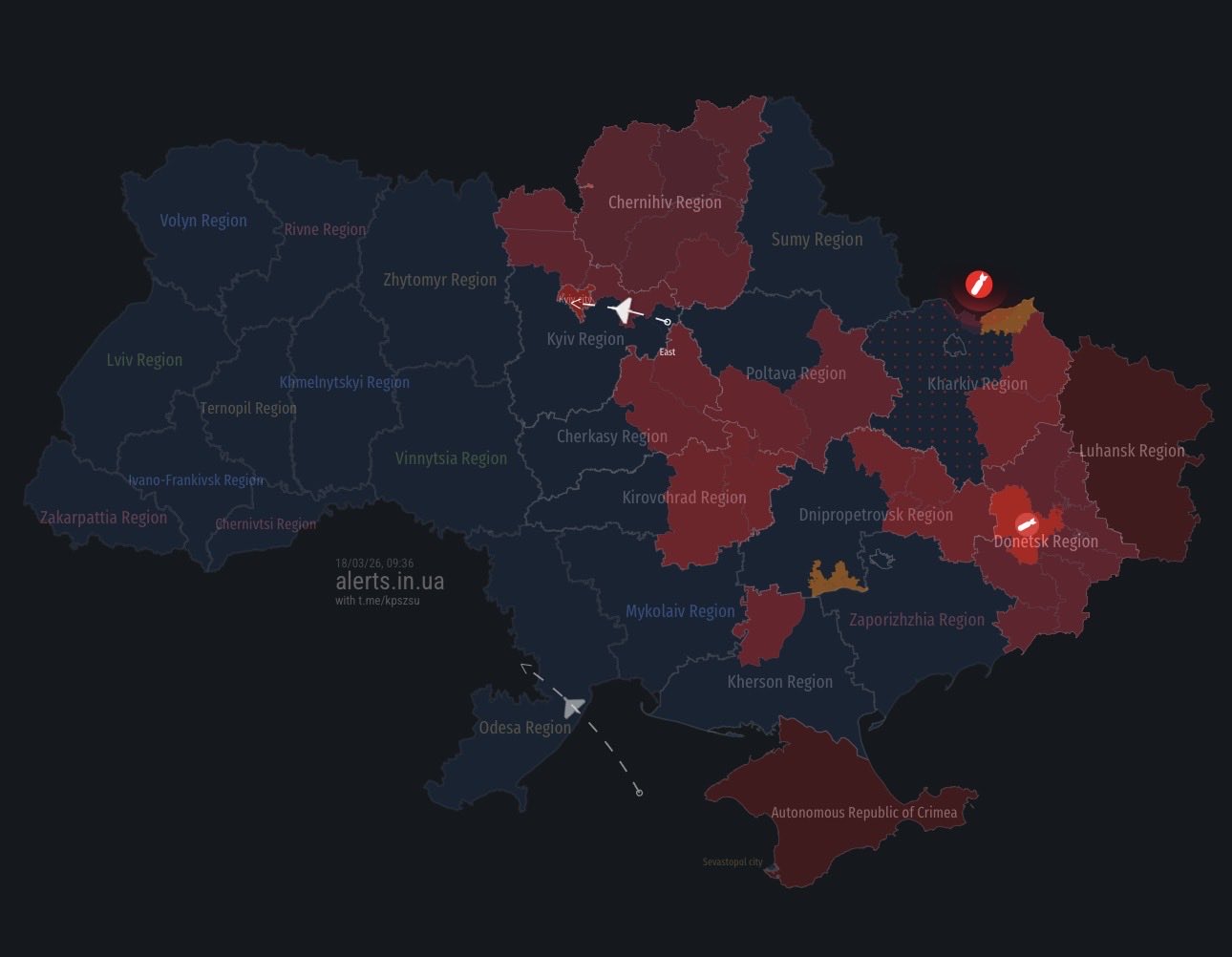 Russian drones spotted over Kyiv region