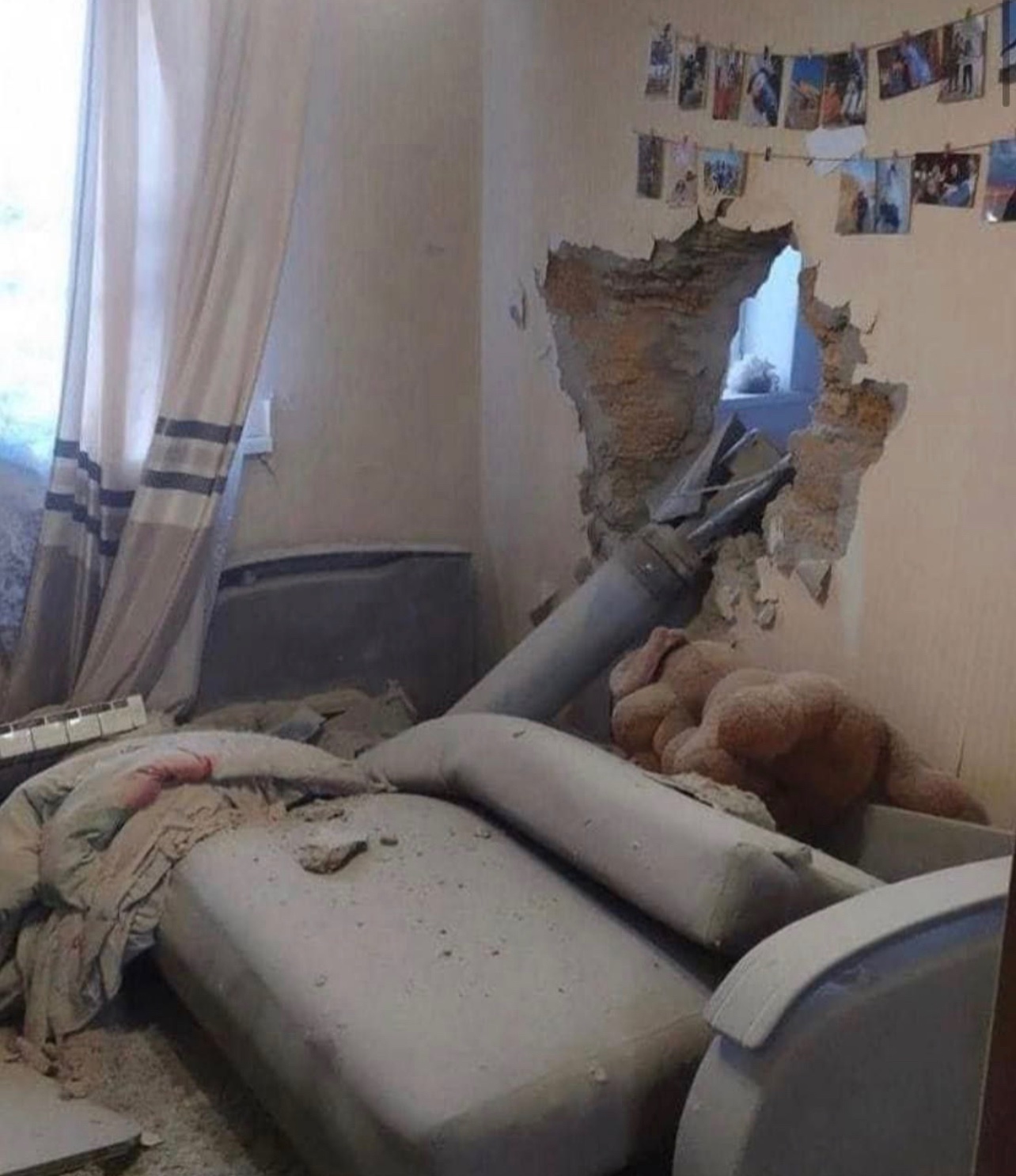 Rocket on a child’s bed in Mykolaiv