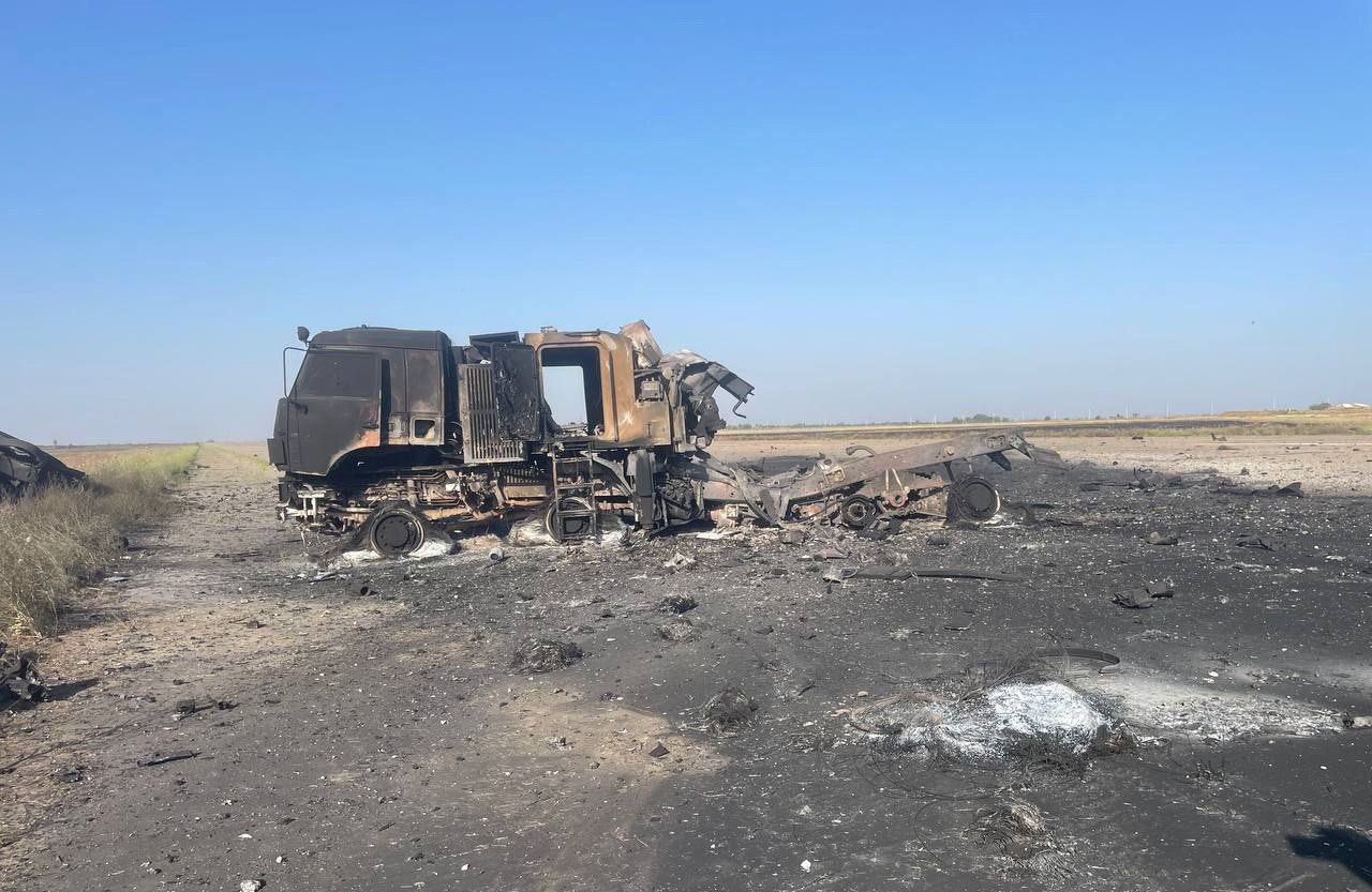 Destroyed Russian Pantsir-S1 in Melitopol airfield strike, July 7, 2024